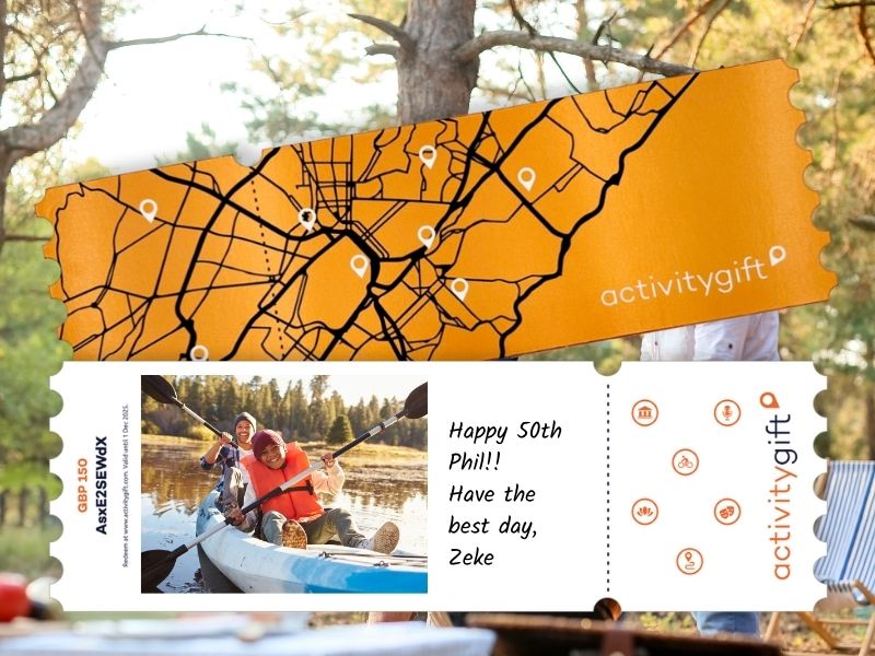 give an activity gift card as the best personalised 50th birthday gift